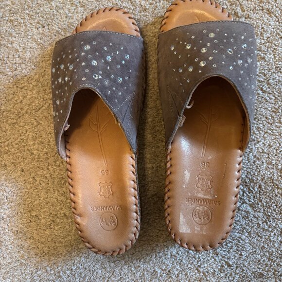 NEW Salamander “Flora I G” Taupe Suede Wedge Sandals– Women’s Size 6 - Picture 1 of 7